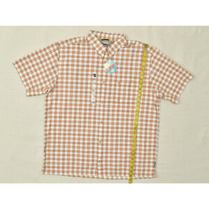 Columbia Titanium Men Orange Plaid Fishing Button Shirt XXL Omni Shade NEW